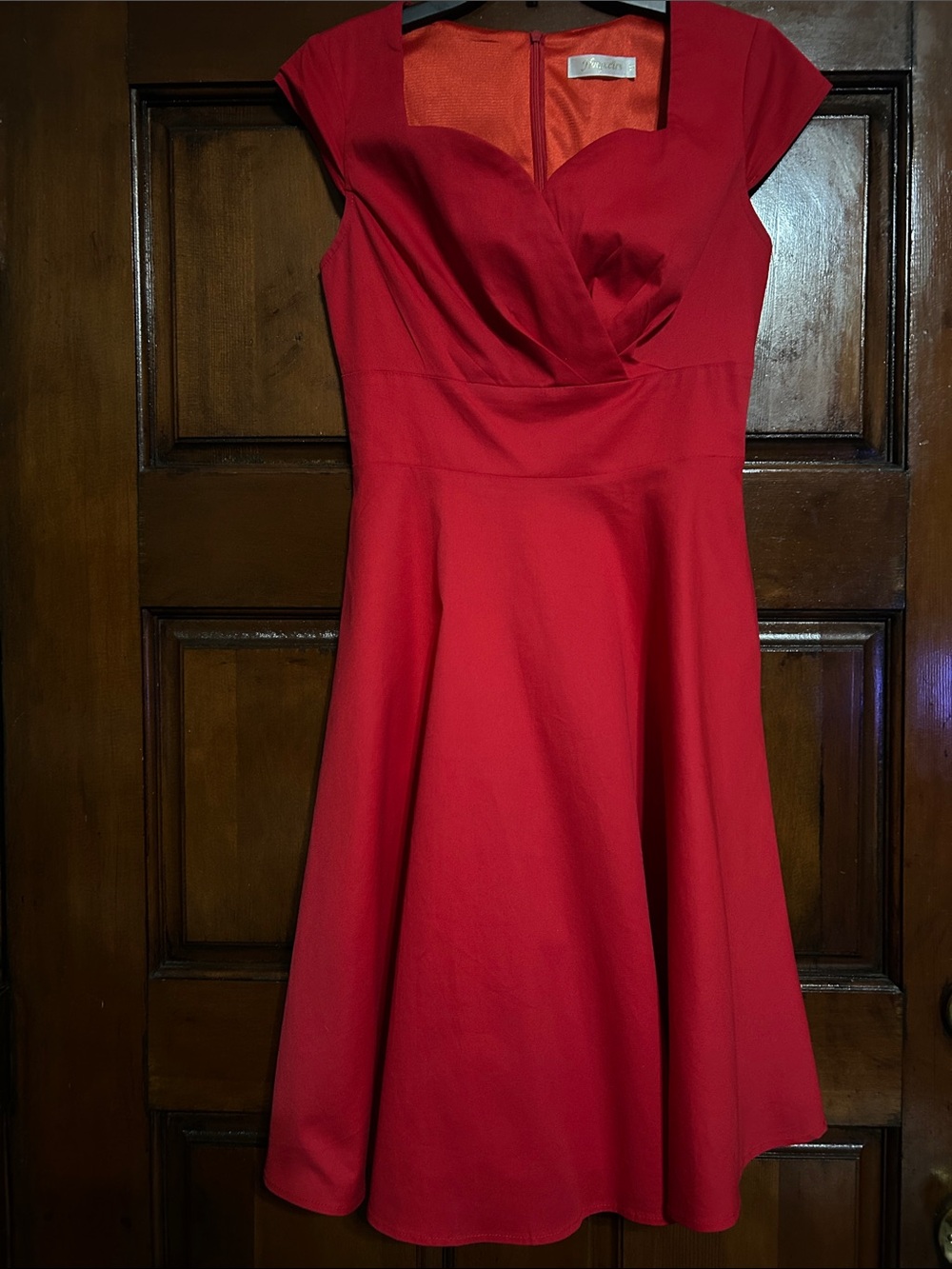 Classic Red Fit-and-Flare Dress with Sweetheart Neckline